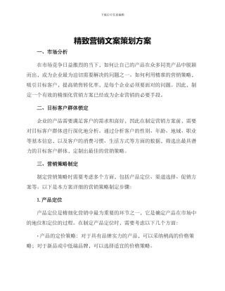 精致营销文案策划方案
