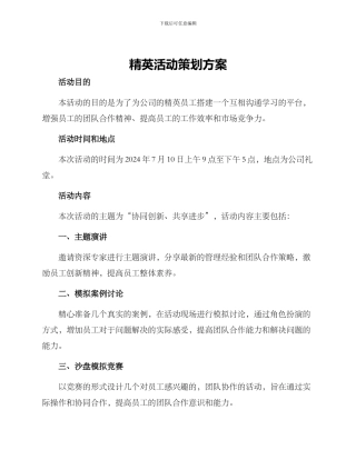 精英活动策划方案