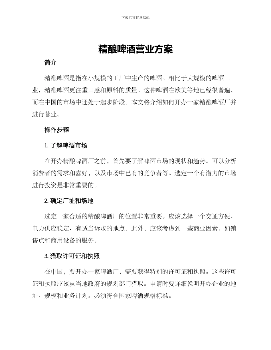 精酿啤酒营业方案_第1页