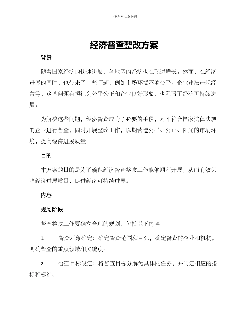 经济督查整改方案_第1页