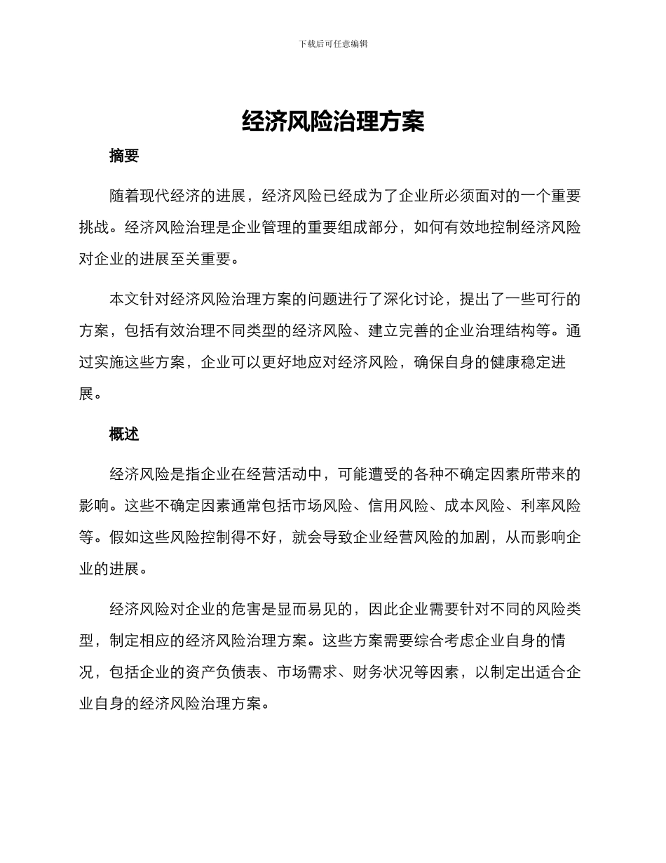 经济风险治理方案_第1页