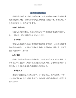 经济风险管理方案