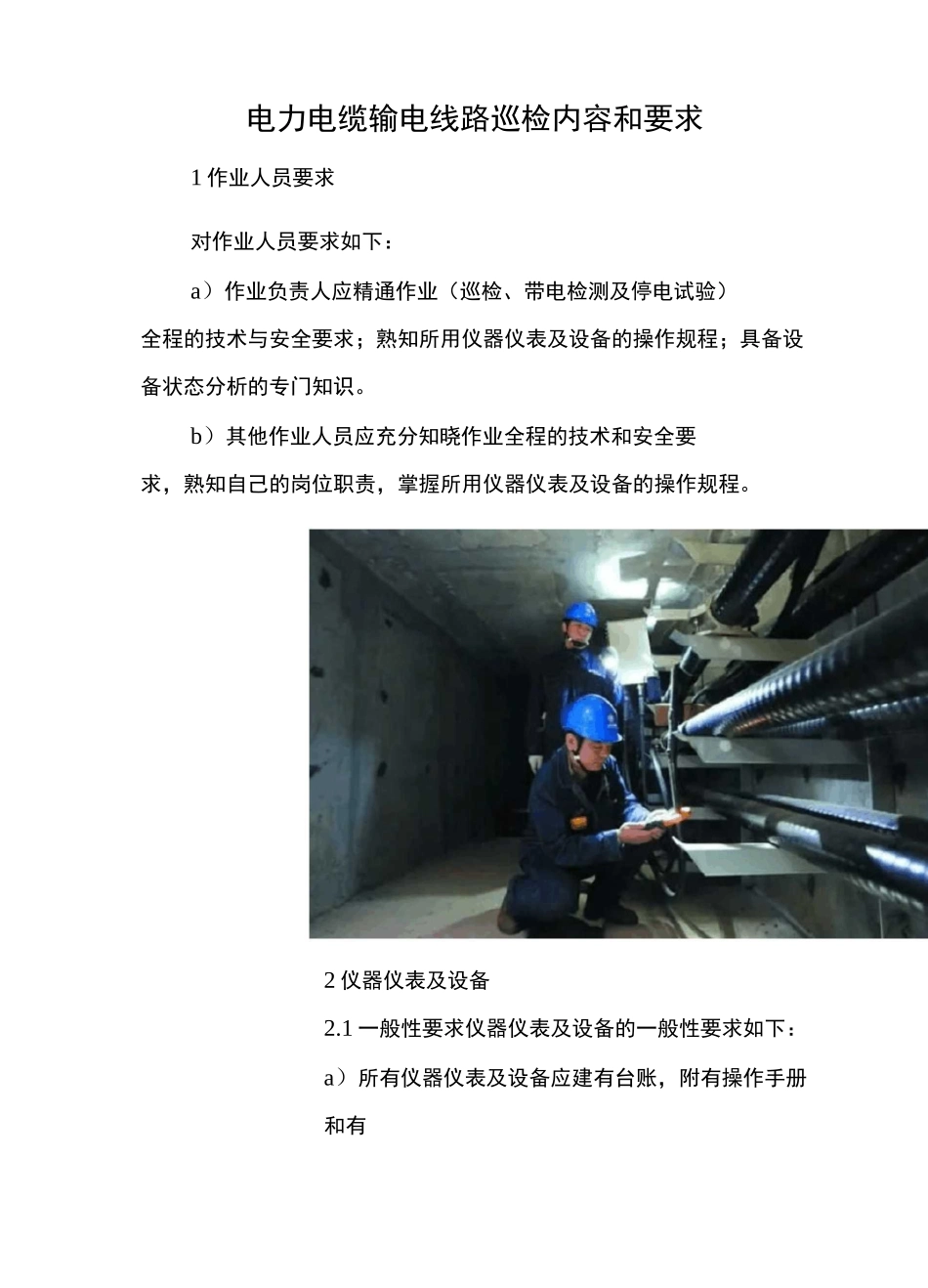 电力电缆输电线路巡检内容和要求_第1页