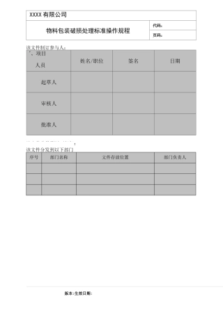 仓储部仓库物料包装破损处理标准操作规程
