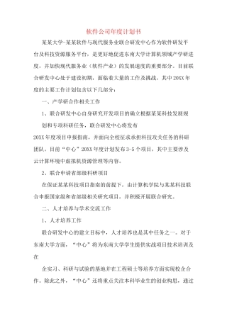 软件公司年度计划书