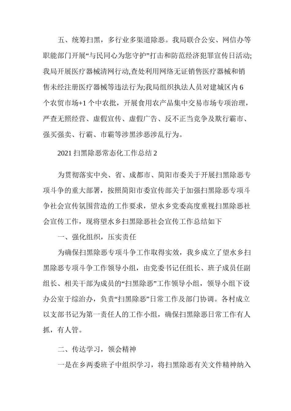 2021扫黑除恶常态化工作总结多篇_第3页