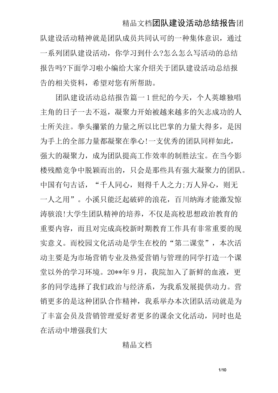 团队建设活动总结报告_第1页