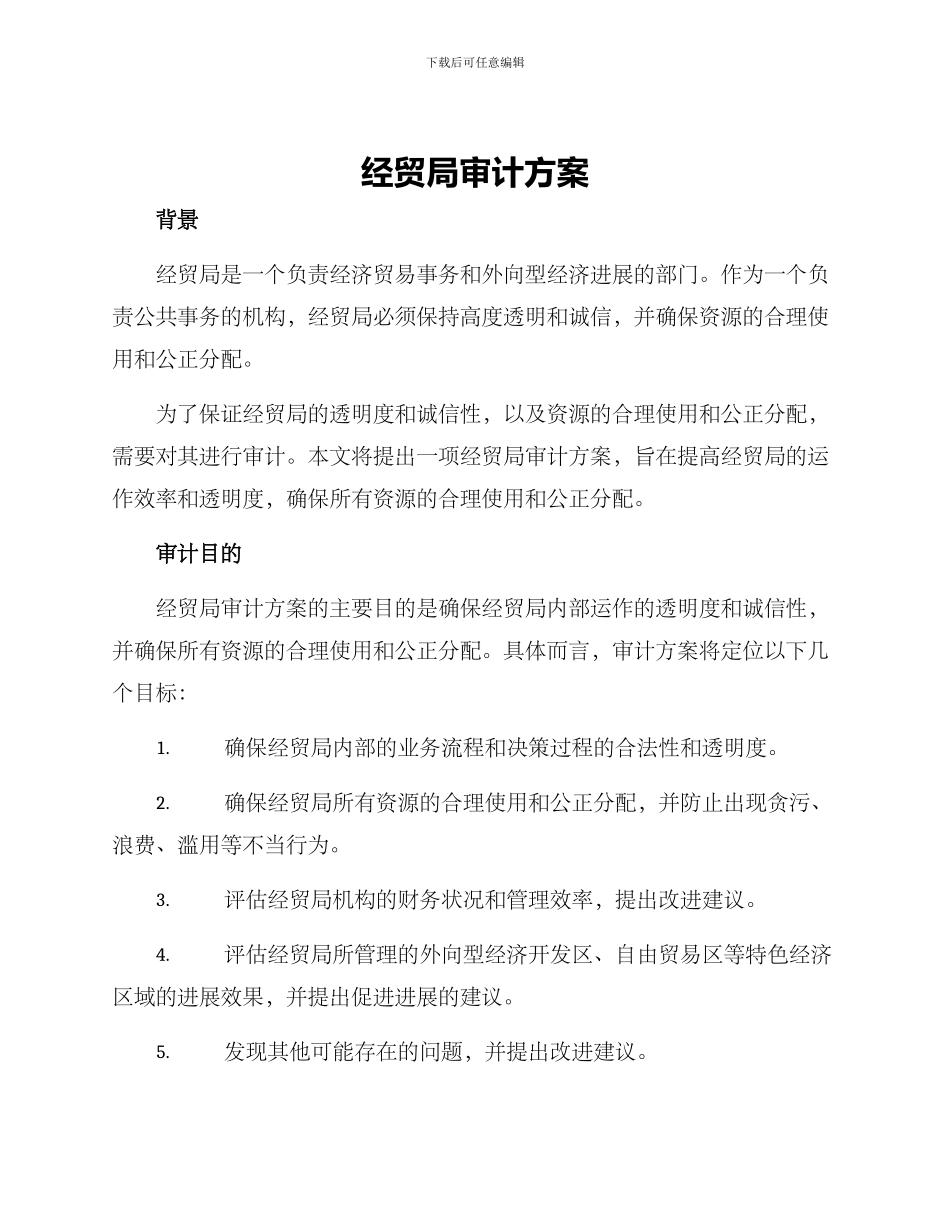经贸局审计方案_第1页