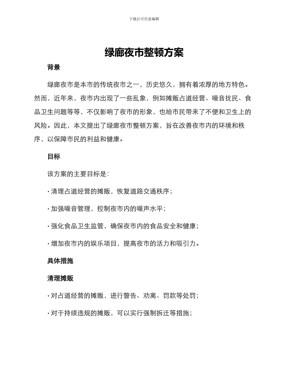 绿廊夜市整顿方案_第1页