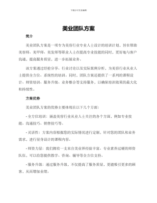 美业团队方案