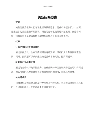美业招商方案