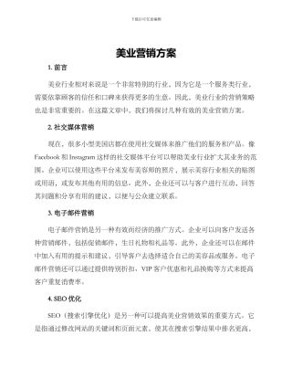 美业营销方案