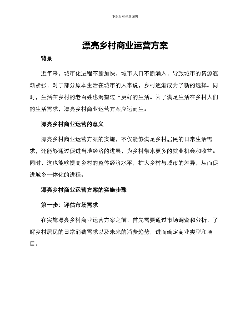 美丽乡村商业运营方案_第1页