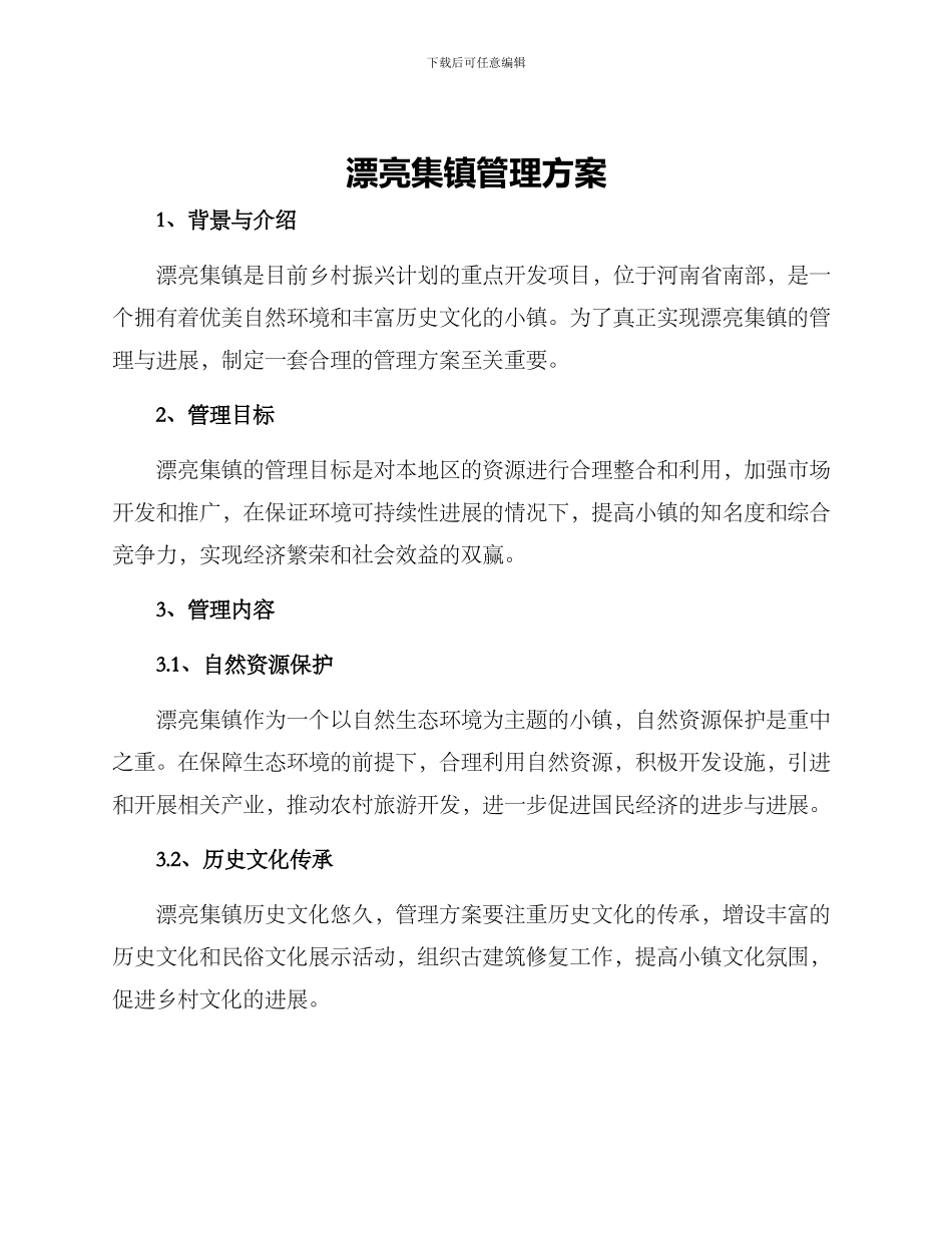 美丽集镇管理方案_第1页