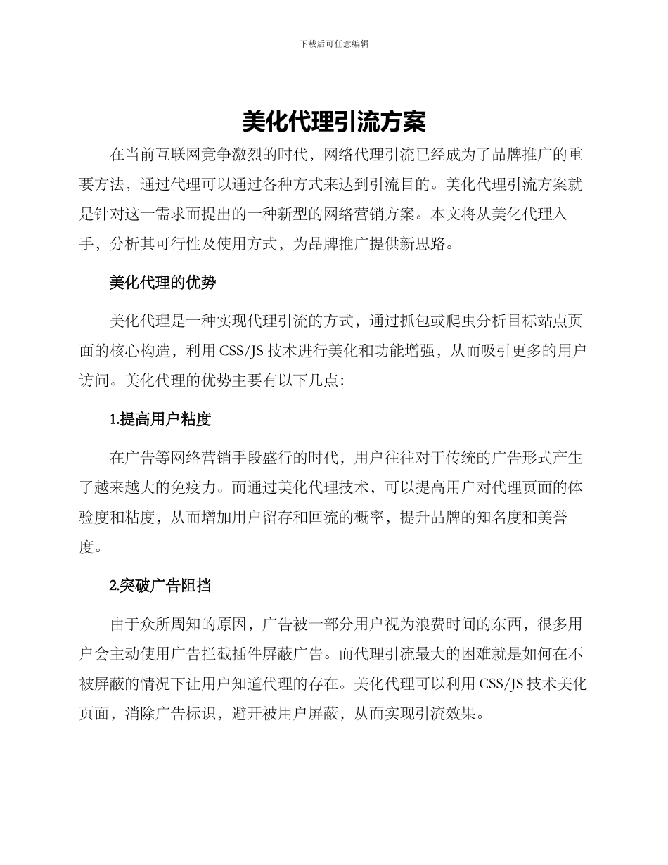 美化代理引流方案_第1页