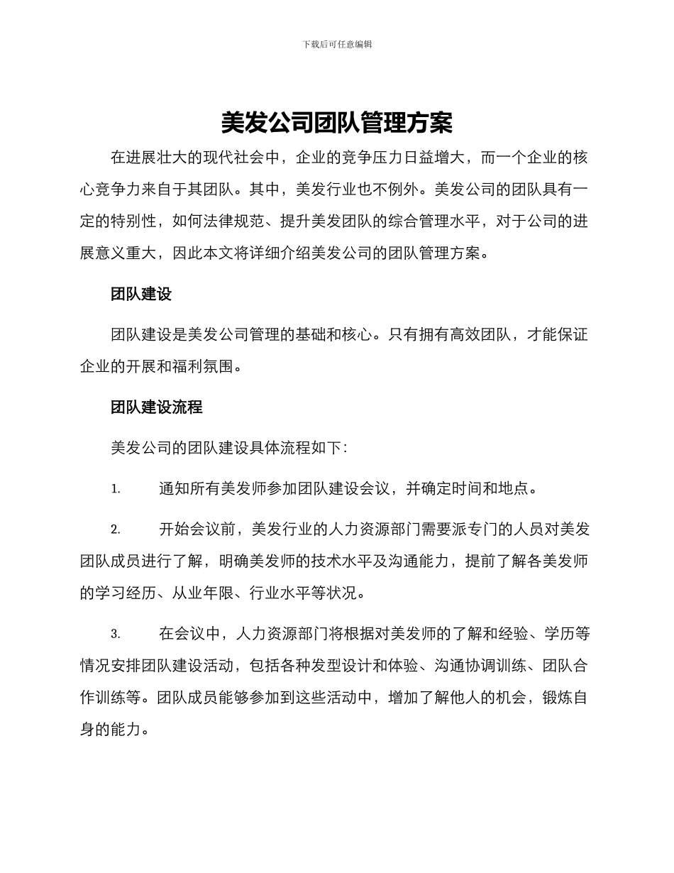 美发公司团队管理方案_第1页
