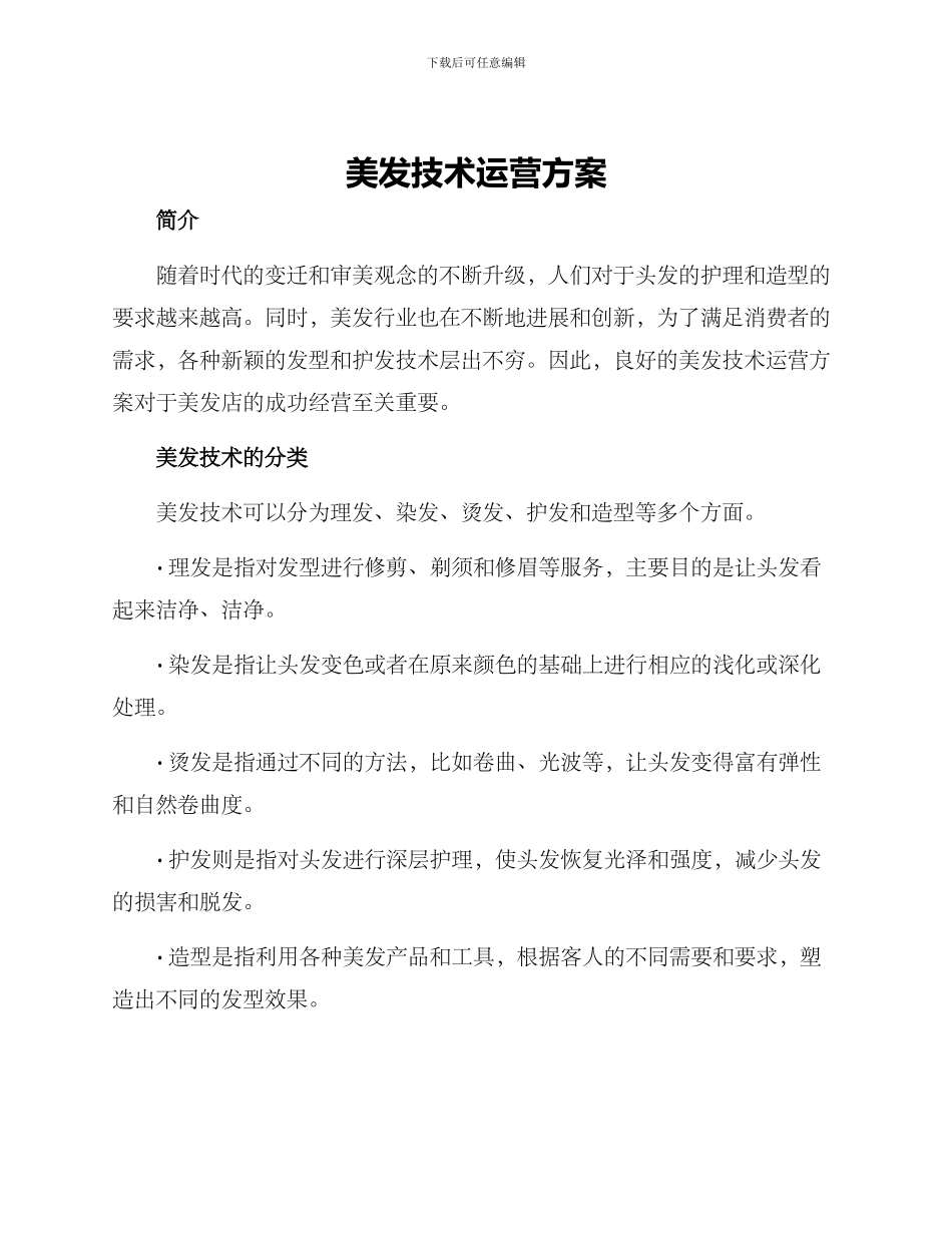 美发技术运营方案_第1页