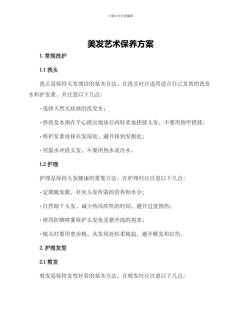 美发艺术保养方案_第1页