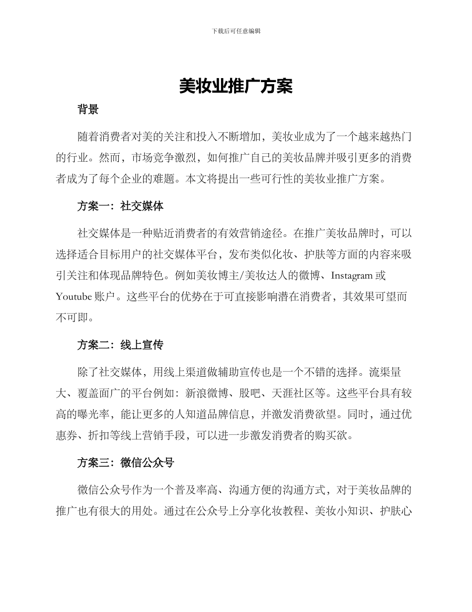 美妆业推广方案_第1页