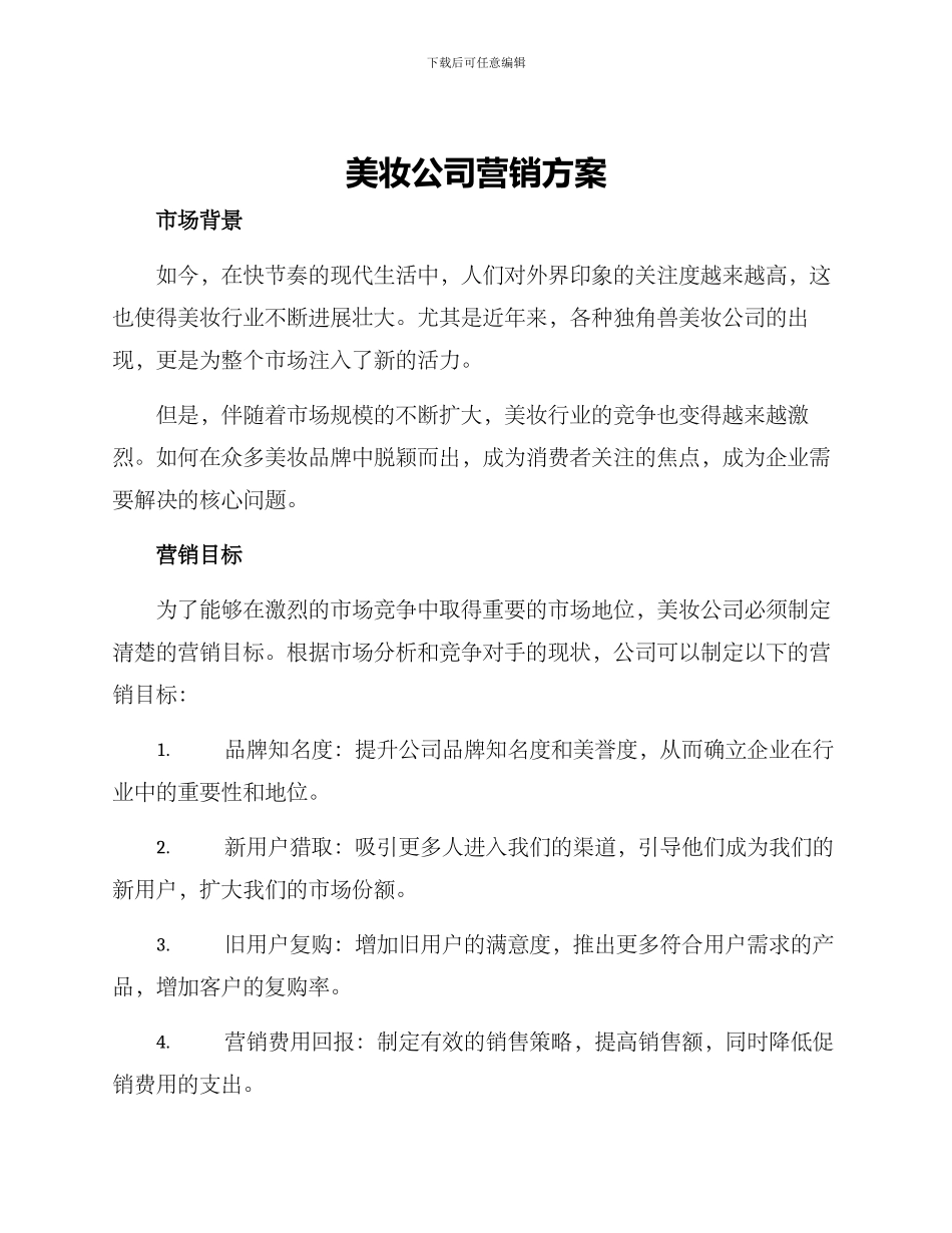 美妆公司营销方案_第1页