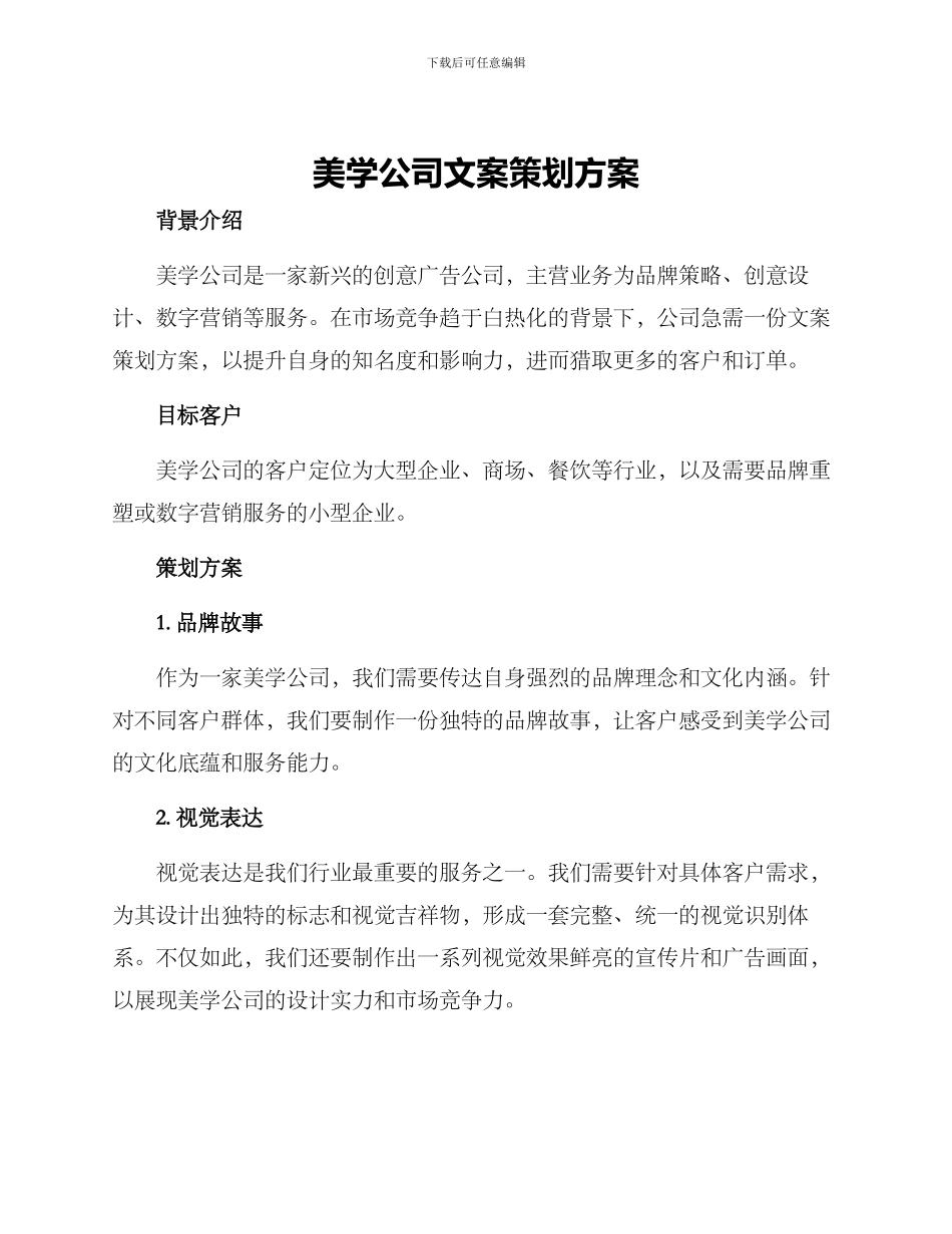 美学公司文案策划方案_第1页