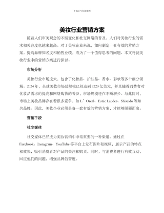 美妆行业营销方案