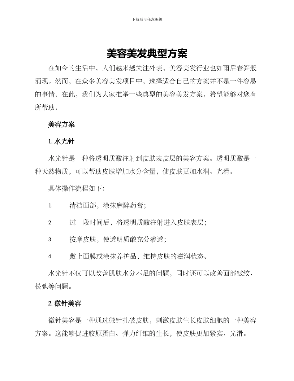 美容美发典型方案_第1页