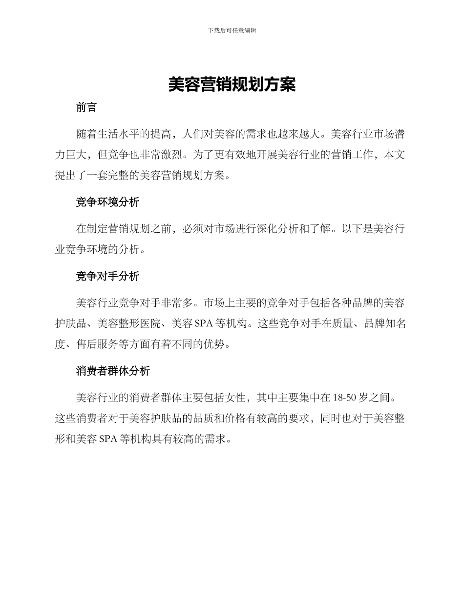 美容营销规划方案_第1页