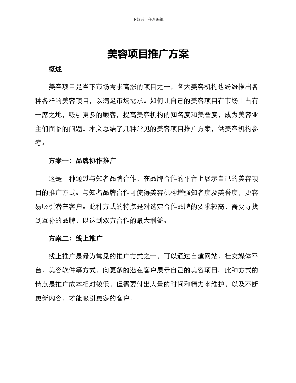 美容项目推广方案_第1页