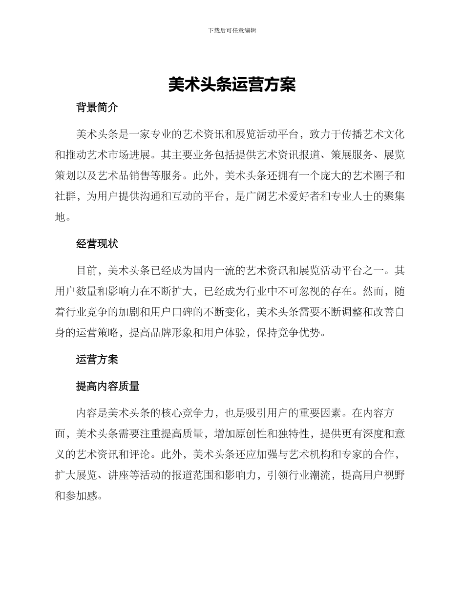 美术头条运营方案_第1页