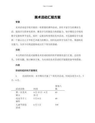 美术活动汇报方案