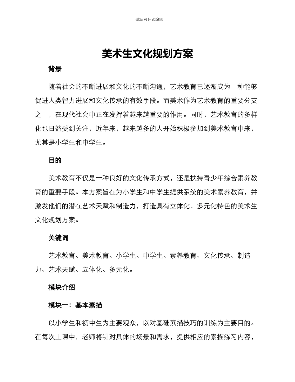 美术生文化规划方案_第1页