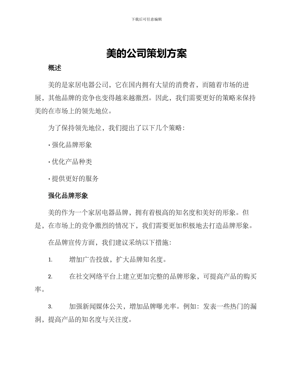 美的公司策划方案_第1页