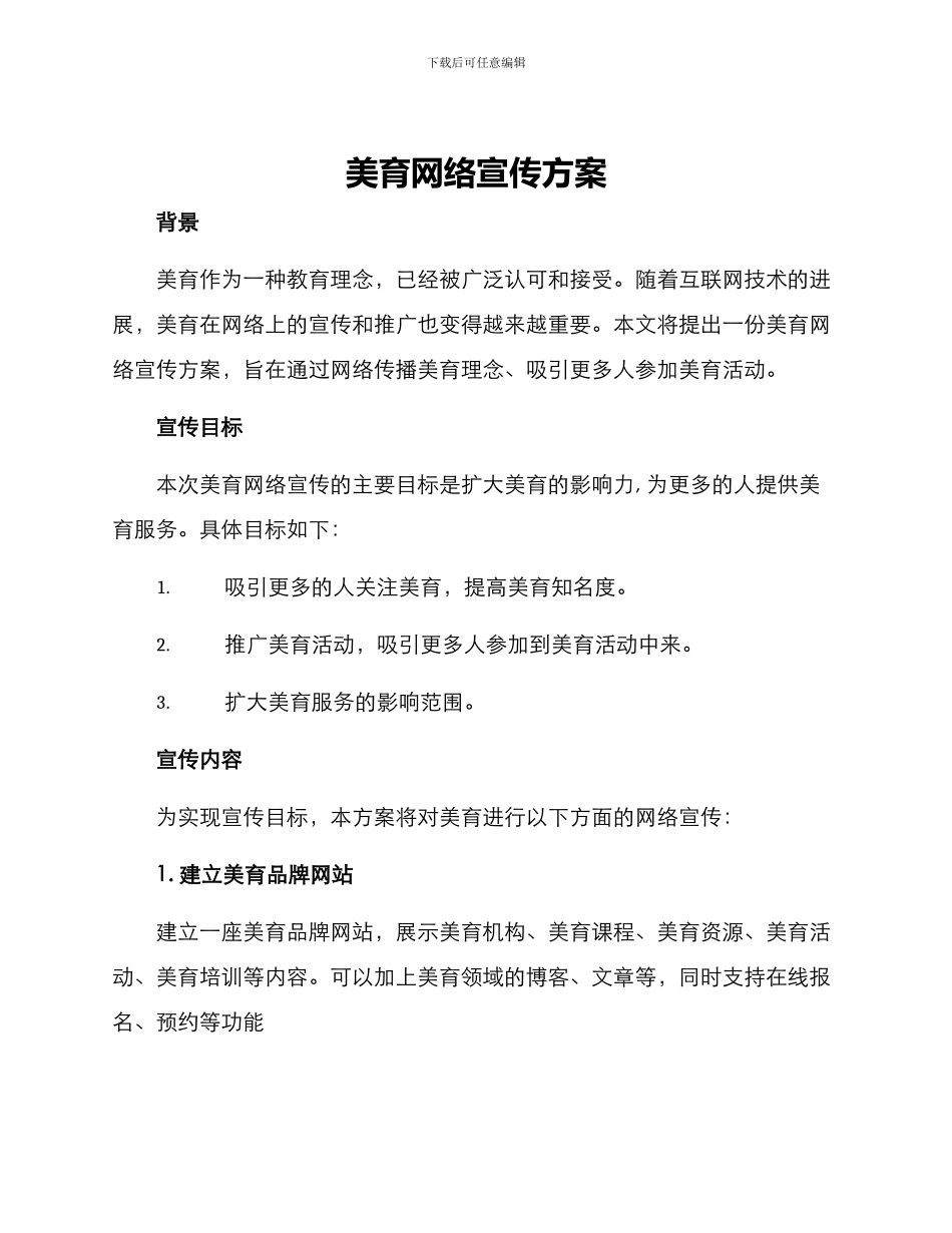 美育网络宣传方案_第1页