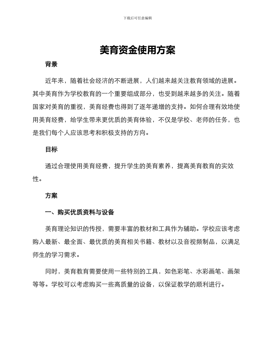 美育资金使用方案_第1页