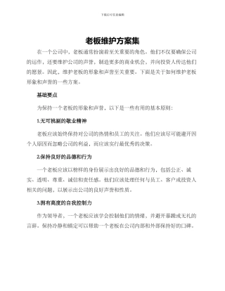 老板维护方案集