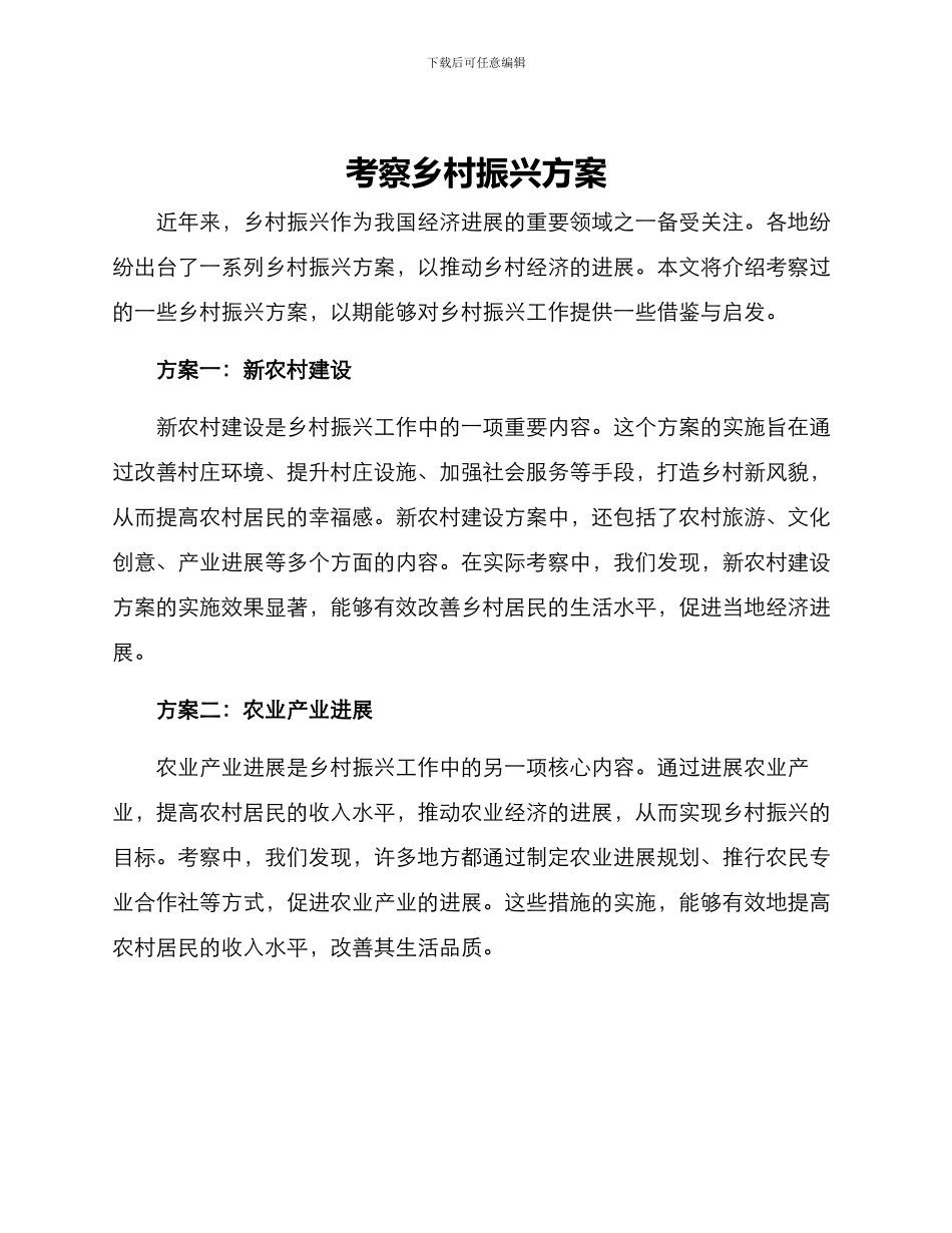 考察乡村振兴方案_第1页