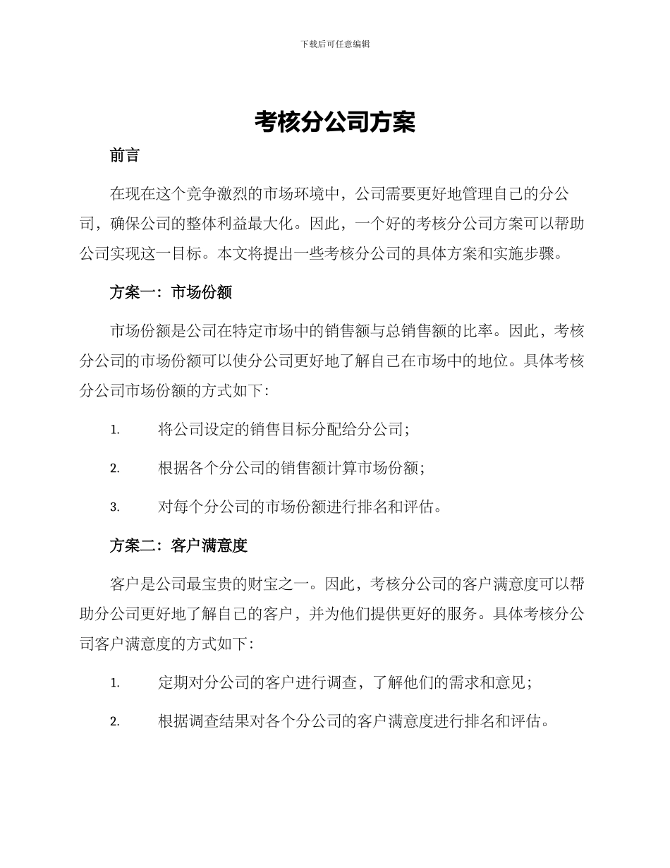 考核分公司方案_第1页