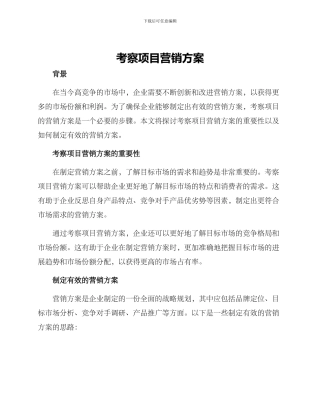 考察项目营销方案