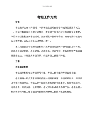 考级工作方案