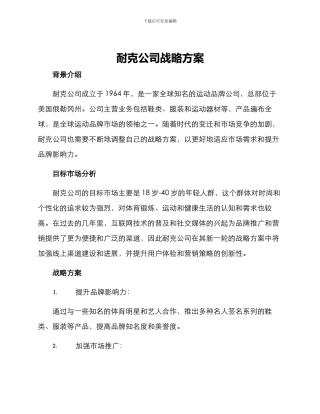 耐克公司战略方案