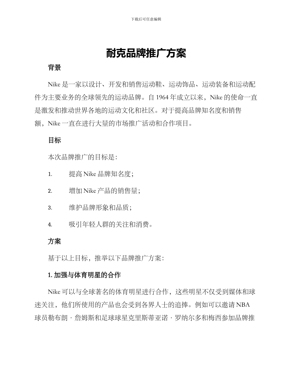 耐克品牌推广方案_第1页