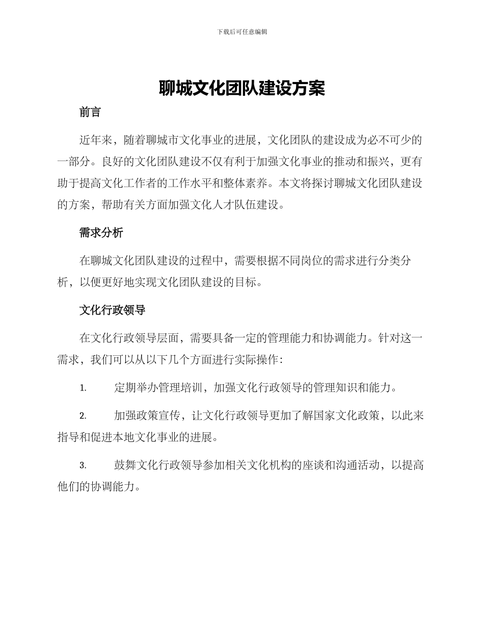 聊城文化团队建设方案_第1页