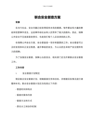 联合安全督查方案