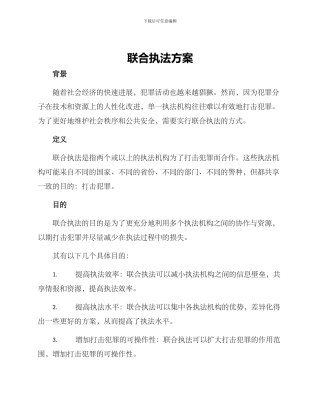 联合执法方案