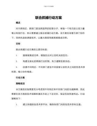 联合抓捕行动方案