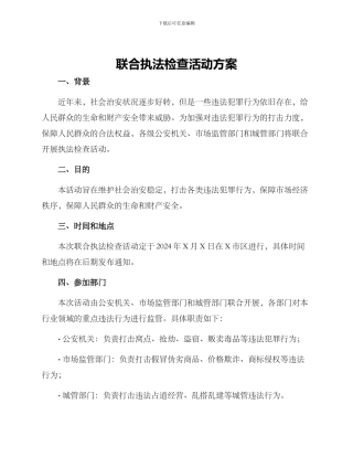 联合执法检查活动方案