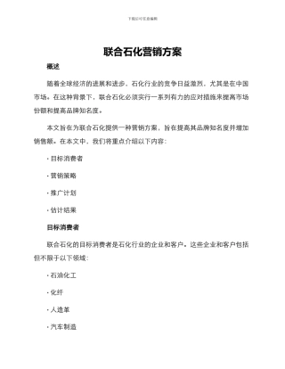 联合石化营销方案
