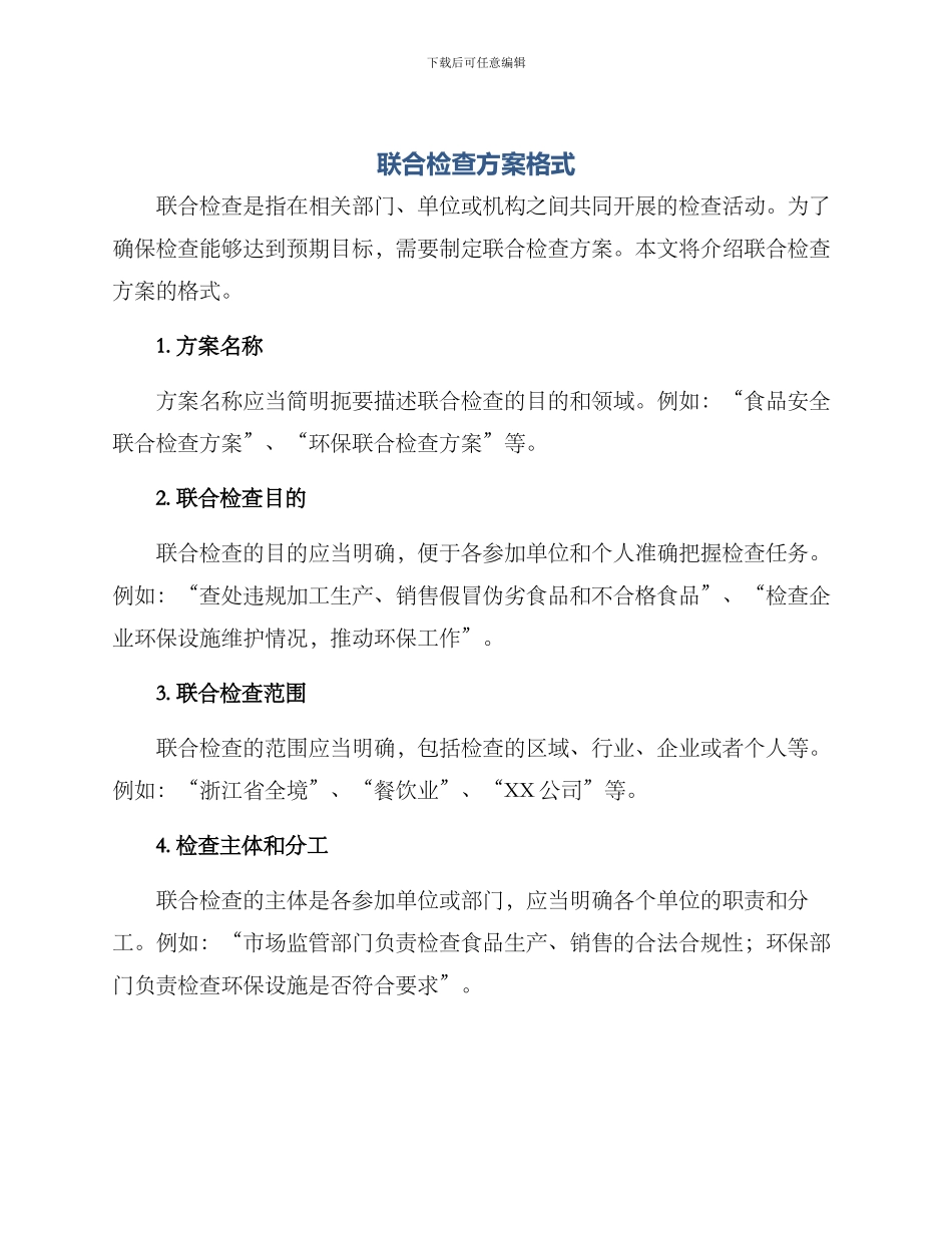 联合检查方案格式_第1页