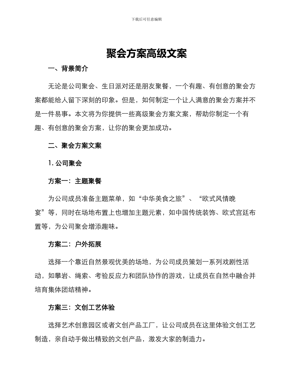 聚会方案高级文案_第1页